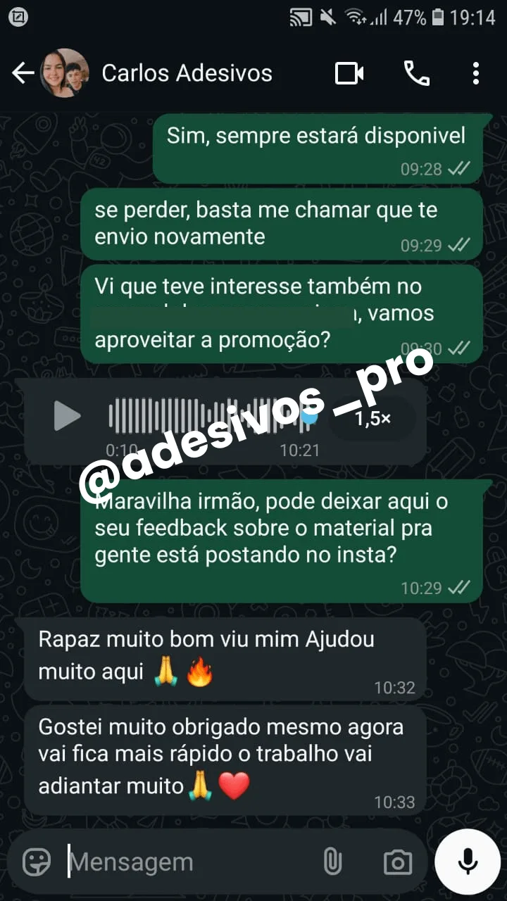Depoimento do cliente Carlos no WhatsApp