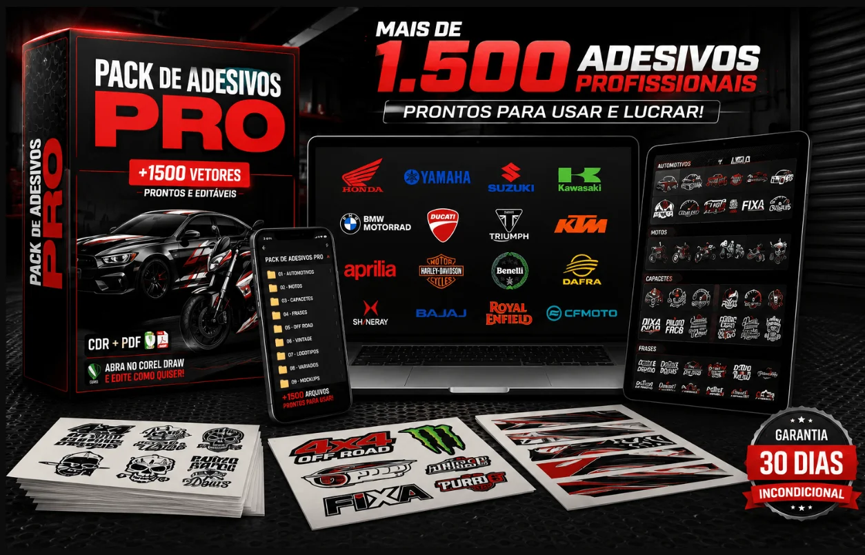 Pack de Adesivos Pro: mais de 1.500 adesivos profissionais em CDR e PDF